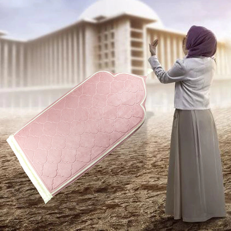 Adults Large Pink Padded Prayer Mat - Islamic Prayer Mats